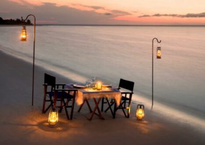 Dining table on the beach of Benguerra Island