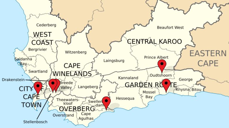 Map of Western Cape South Africa